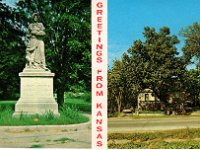 Kansas - Council Grove  - Madonna of the Trail and Post Office Oak Split View -$3
